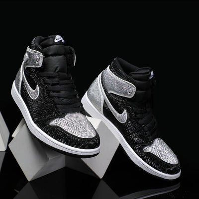 Custom Shadow Gray - Full Diamond Air Jordan High - Top – custom sneakers view 2 | DiySneakers