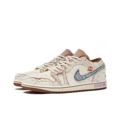 Custom Threads of Dreams Air Jordan Low - Top Beige/Blue – custom sneakers view 2 | DiySneakers