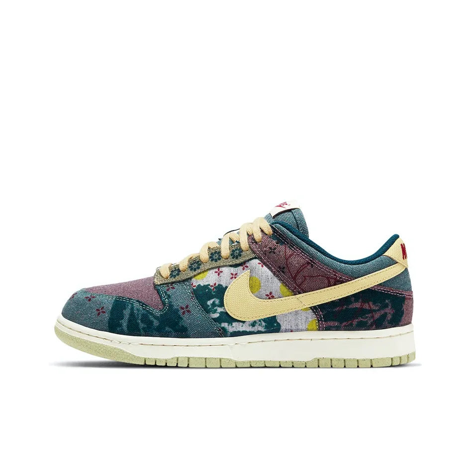 Custom Lemon Yellow, Small Cashew Flower Sailcloth Dunk – hand-painted custom sneakers | DiySneakers
