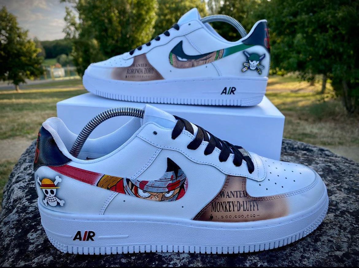 Custom luffy x Zoro Air Force 1 – hand-painted custom sneakers | DiySneakers