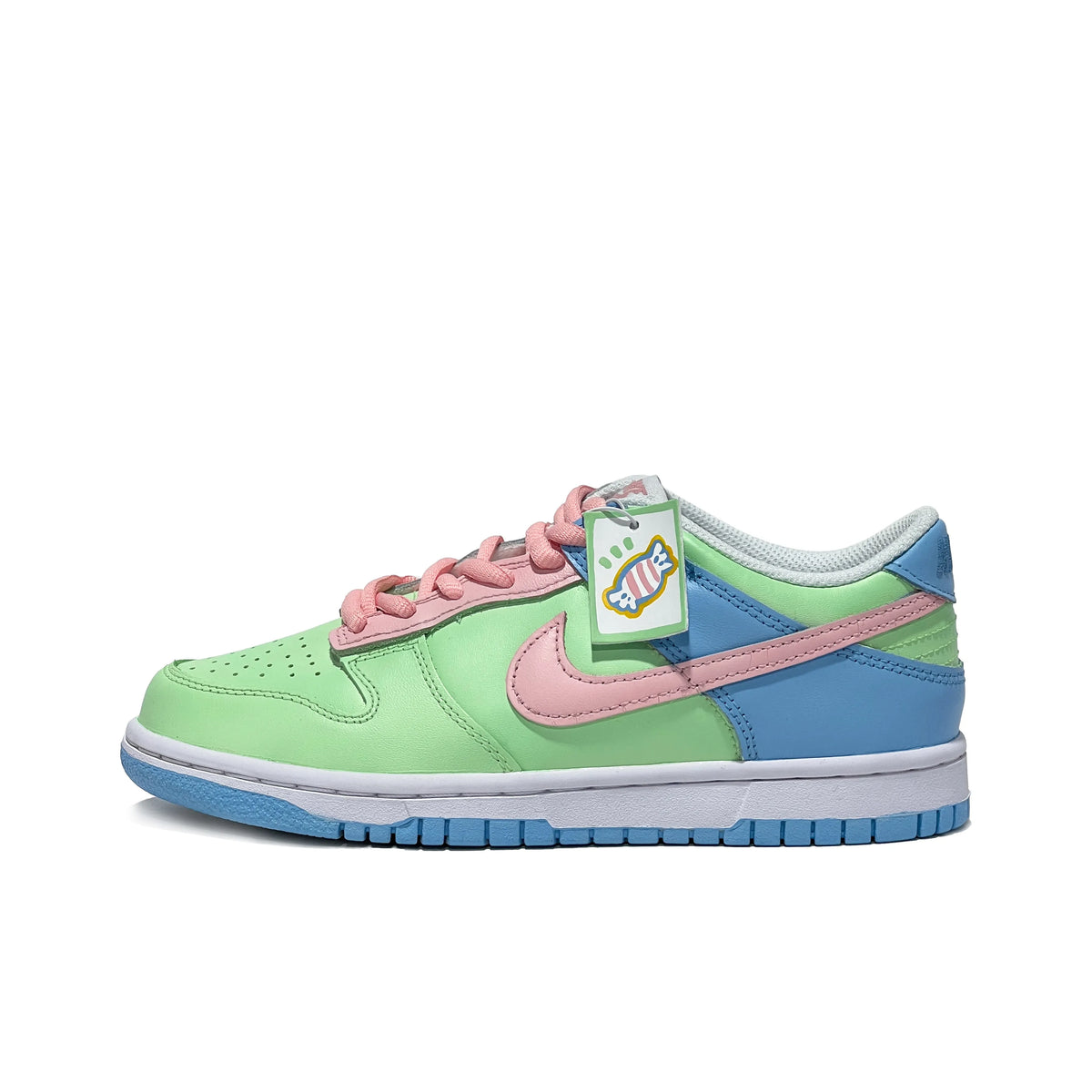 Custom Candy Dunk Green/Pink – hand-painted custom sneakers | DiySneakers