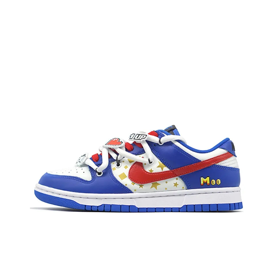 Custom Game Console on Shoes Dunk Low Blue – hand-painted custom sneakers | DiySneakers