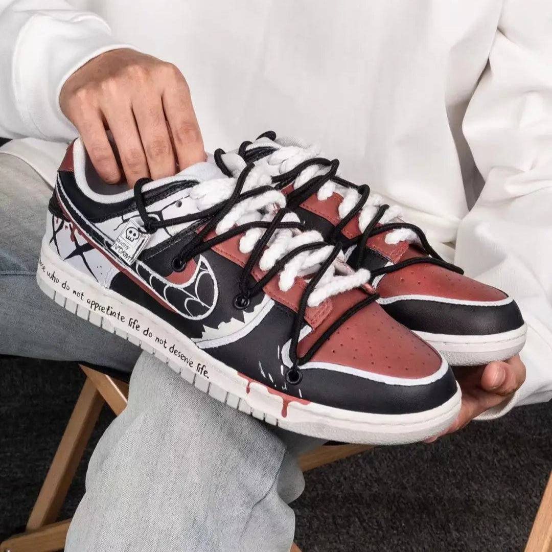 Custom Halloween spider web Dunk Black/White – hand-painted custom sneakers | DiySneakers