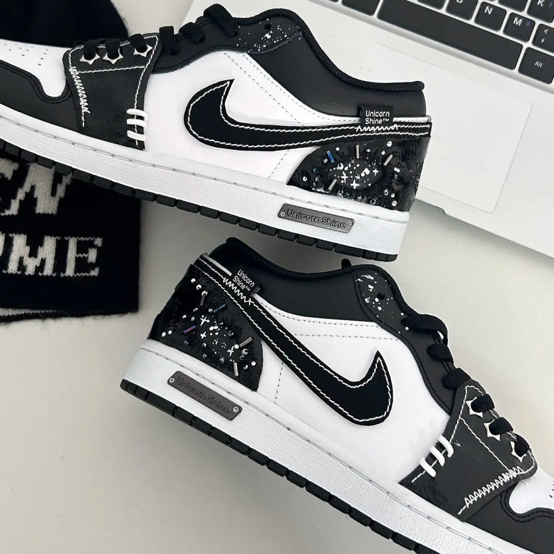 Black Sparkling Starlight custom sneakers with beaded details