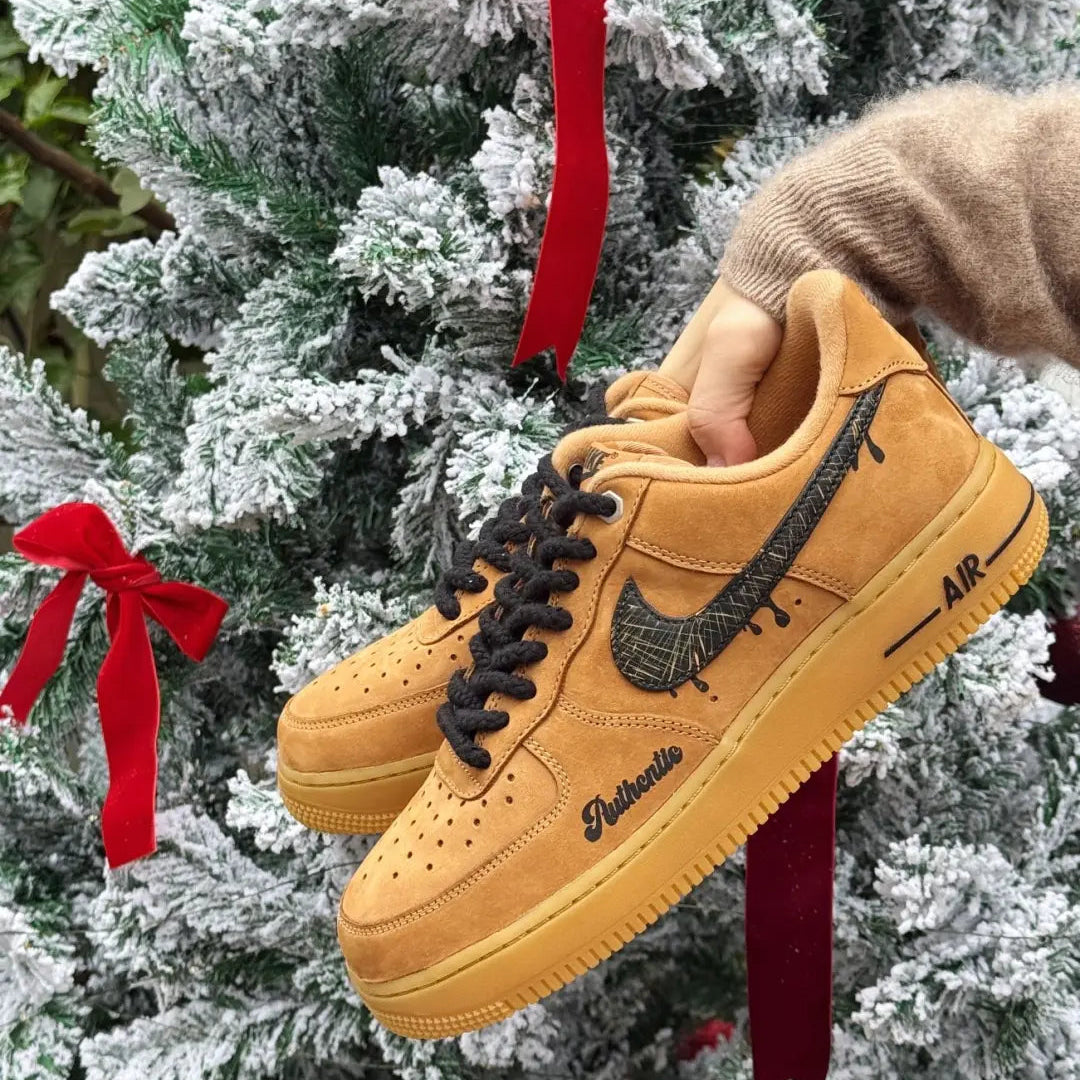 Customized Golden Wheat Waves Air Force 1 Shoes Sneakers Brown – hand-painted custom sneakers | DiySneakers