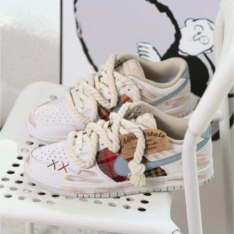 Custom style: red Scotland, white brown Dunk – hand-painted custom sneakers | DiySneakers