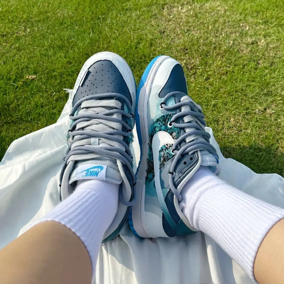 Custom Marine Conservation: Marine Plankton Dunk Low Blue – hand-painted custom sneakers | DiySneakers