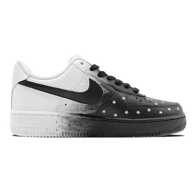 Custom The female style of "E" features a sky full of black and white ink-wash stars Air Force 1 Black/white – custom snea…