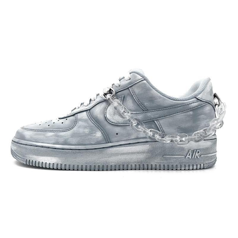Custom Soak the alcohol scratch-off card in grey Air Force 1 – hand-painted custom sneakers | DiySneakers