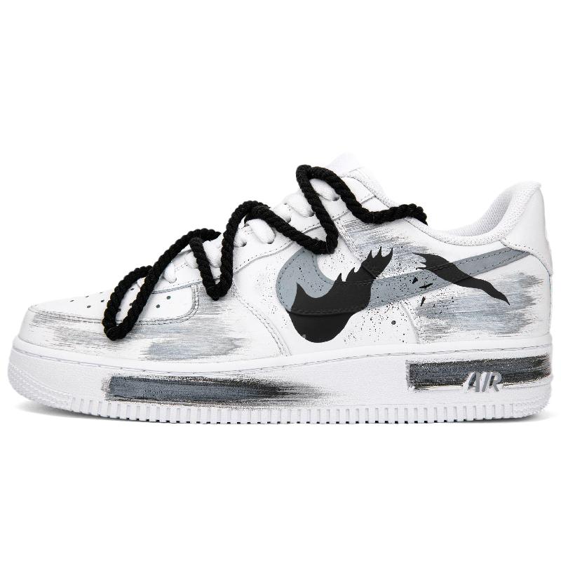 Custom The mark of the cracked flame Air Force 1 White/Black – hand-painted custom sneakers | DiySneakers