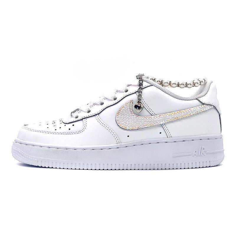 Custom Valentine Day diamond pearls Air Force 1 – hand-painted custom sneakers | DiySneakers