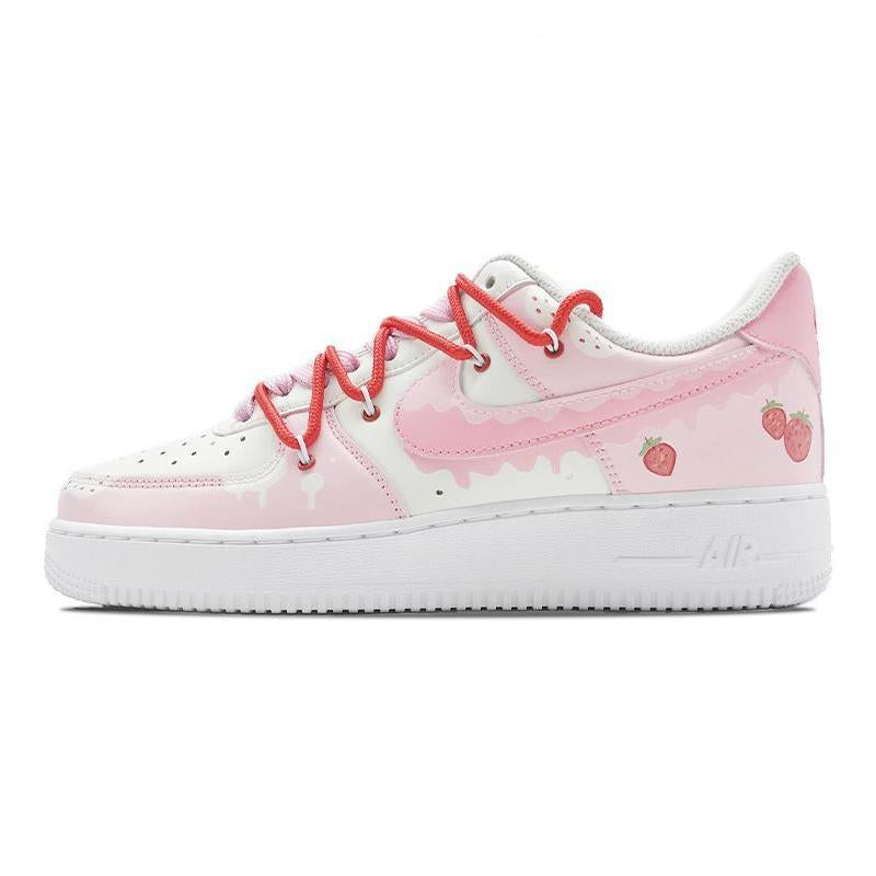 Custom Strawberry hand-painted pink and white Air Force 1 Pink/white – hand-painted custom sneakers | DiySneakers