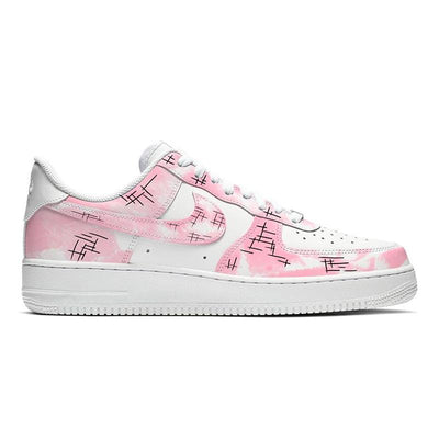 Custom and Jeremy pink and white Air Force 1 – custom sneakers view 2 | DiySneakers