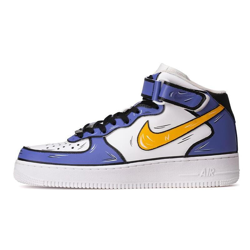 Custom The male version of the Lakers in the 2D style, purple and gold Air Force 1 – hand-painted custom sneakers | DiySne…