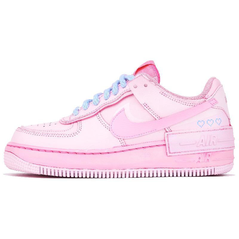 Custom pixel heart pink color Air Force 1 Pink/silver – hand-painted custom sneakers | DiySneakers
