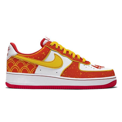 Custom Chinese knot style red and yellow spray painting Air Force 1 Red/Dark Beetroot/Black – custom sneakers view 2 | Diy…