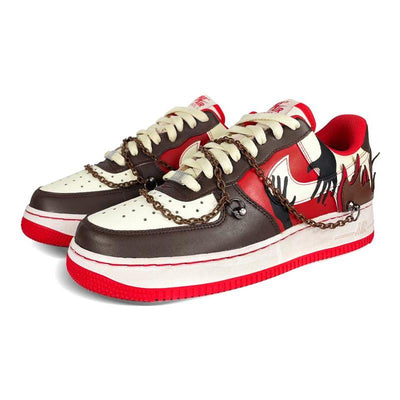 Custom Flame brownish red for both and Air Force 1 Brown/Red – custom sneakers view 2 | DiySneakers