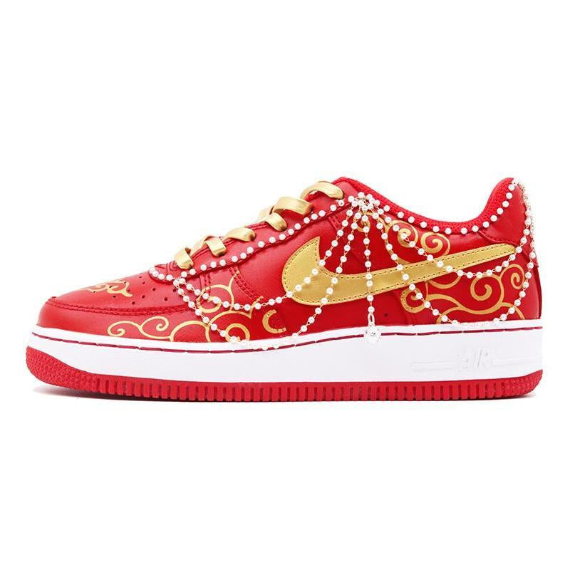 Custom Team52 Pearl Bell Wedding Shoes for Air Force 1 – hand-painted custom sneakers | DiySneakers