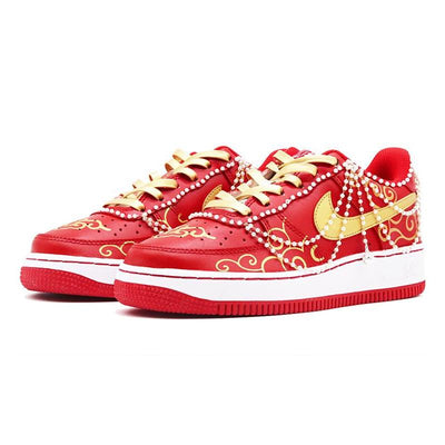 Custom Team52 Pearl Bell Wedding Shoes for Air Force 1 – custom sneakers view 2 | DiySneakers