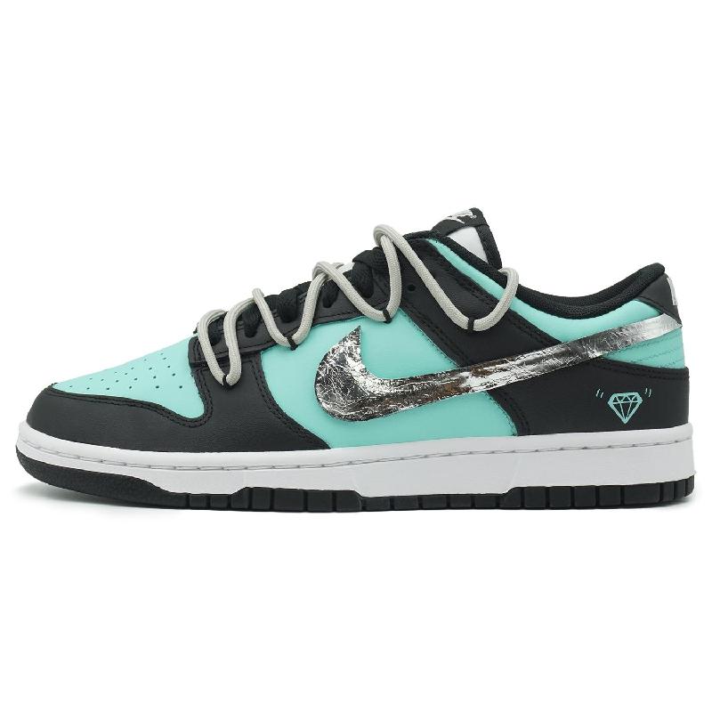 Custom diamond Tiffany Dunk Black/Blue – hand-painted custom sneakers | DiySneakers