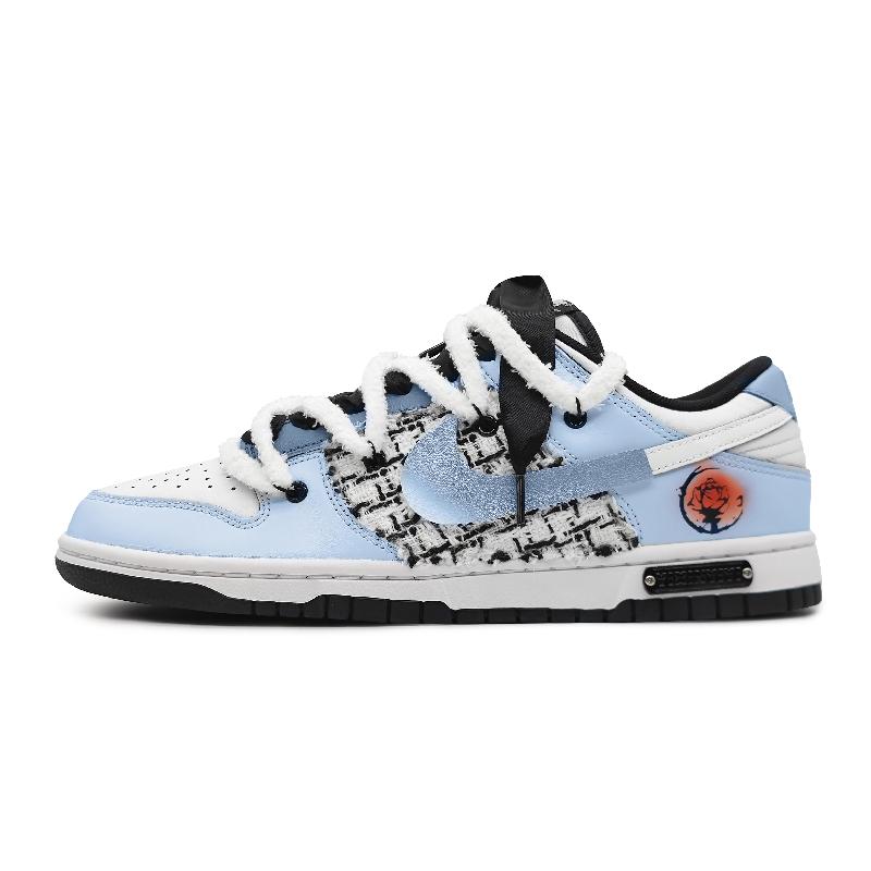 Custom I am attached to the light blue gift BX Dunk Black/white – hand-painted custom sneakers | DiySneakers