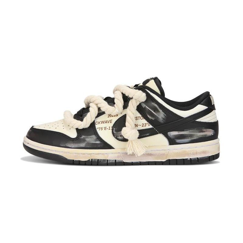Custom Distressed female pandas Dunk – hand-painted custom sneakers | DiySneakers