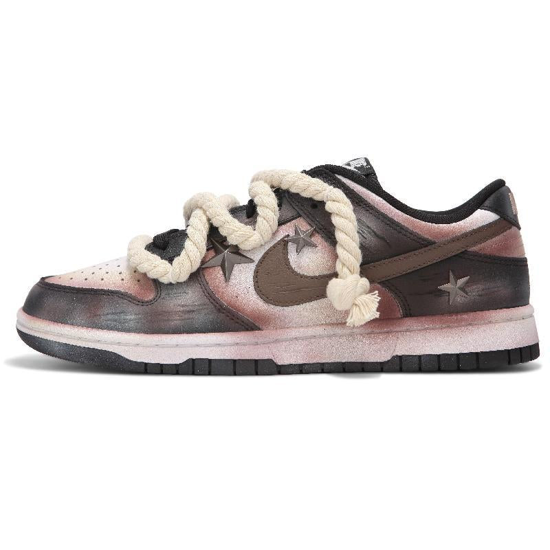 Custom Rust And Starlight Blackish-Brown Dunk Brown/Black – hand-painted custom sneakers | DiySneakers