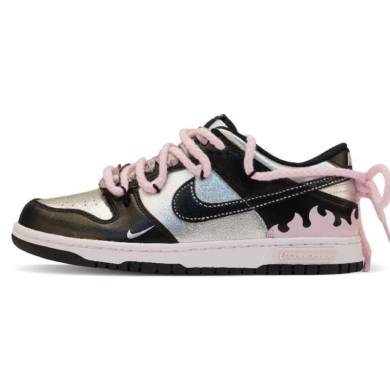 Custom Cyber Love Letter Dunk Black/silver/pink – hand-painted custom sneakers | DiySneakers