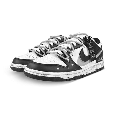 Custom style folded in half with a black smiling face Dunk – custom sneakers view 2 | DiySneakers