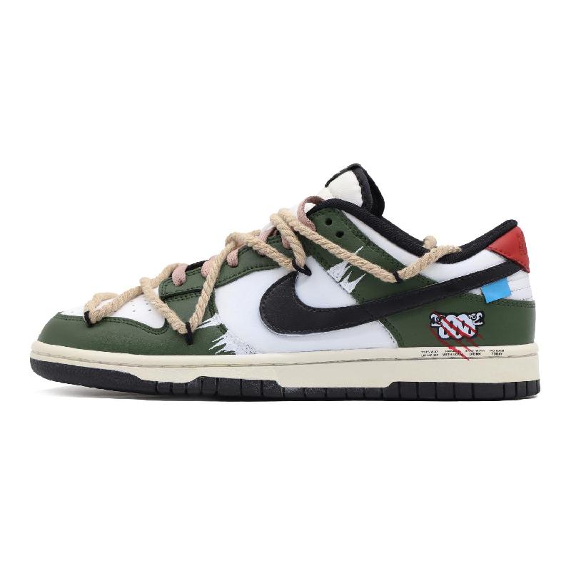 Custom Female coiled dragon Dunk White/green – hand-painted custom sneakers | DiySneakers
