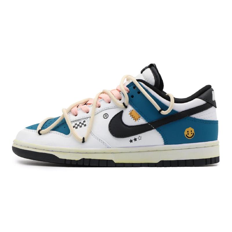 Custom racing Dunk White/Royal Blue/Fern Green – hand-painted custom sneakers | DiySneakers