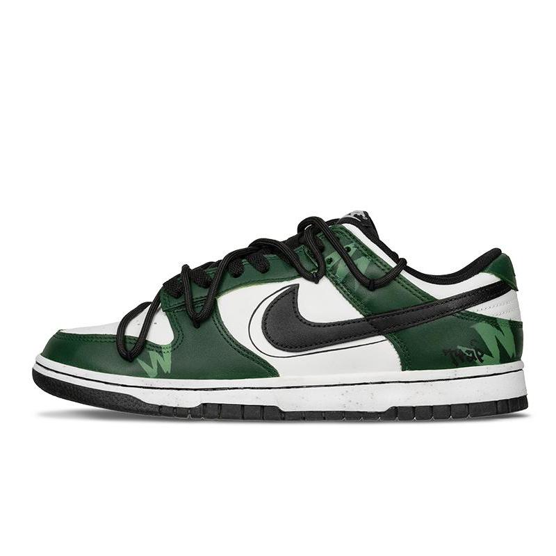 Custom Green Leaf Children Payment Dunk White/green – hand-painted custom sneakers | DiySneakers