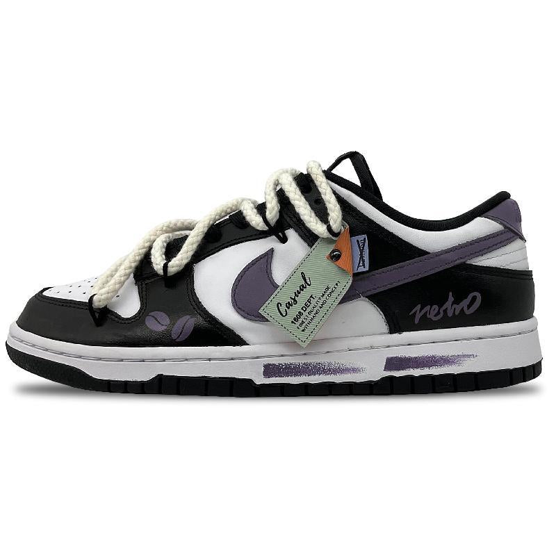 Black purple and gray custom sneakers for women