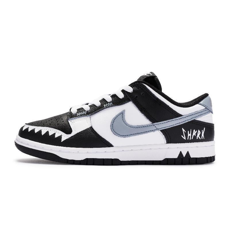 Custom A cool shark Dunk Black/white – hand-painted custom sneakers | DiySneakers