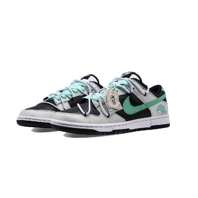 Custom Female little dolphin Dunk Black/Gray/Green – custom sneakers view 2 | DiySneakers