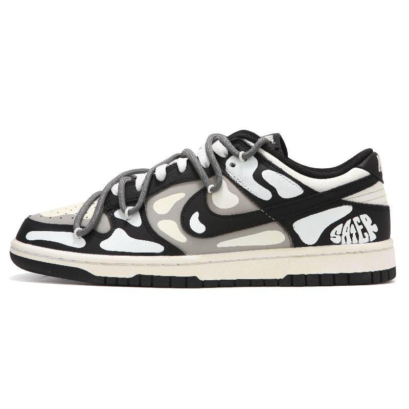 Custom The female style has black and white bones Dunk Black/White/Gray – hand-painted custom sneakers | DiySneakers