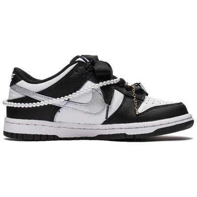 Custom Female pearl butterfly Dunk Black – custom sneakers view 2 | DiySneakers
