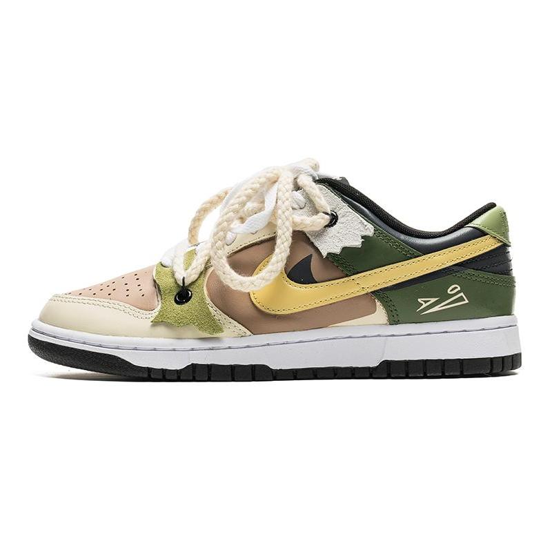 Custom Female Grassland Ghost S-BOX Dunk Brown/Green – hand-painted custom sneakers | DiySneakers