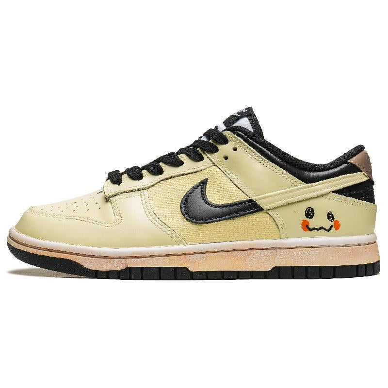 Custom Energy smiling Face Dunk Beige – hand-painted custom sneakers | DiySneakers