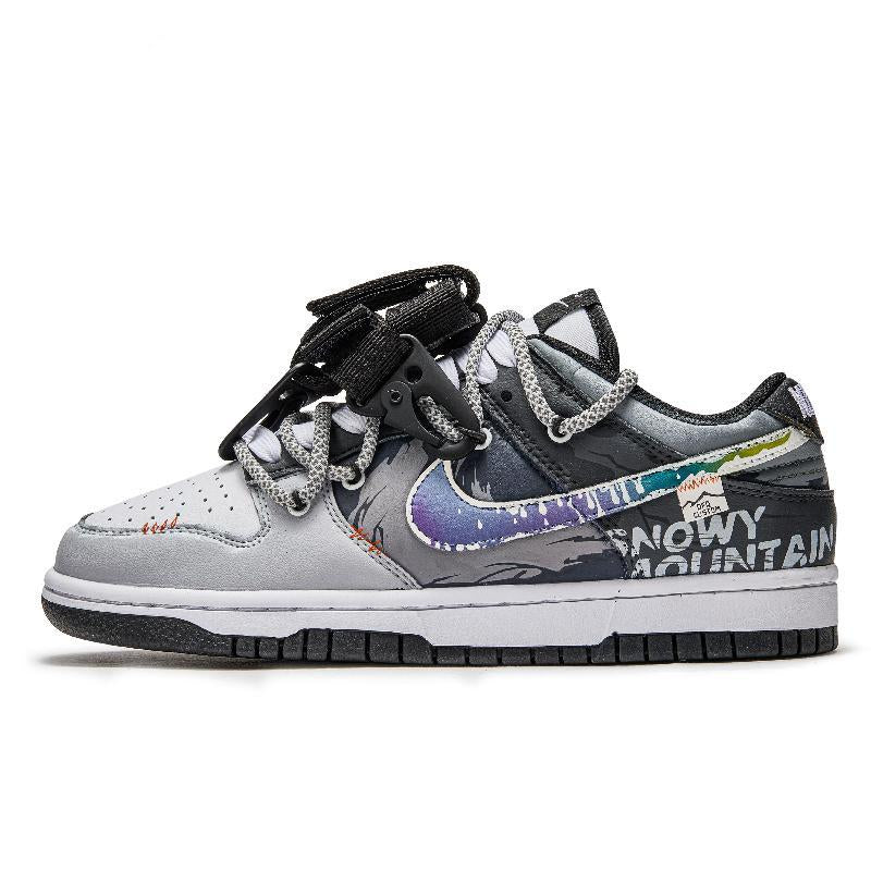 Custom Northern Lights Dunk Grey/black – hand-painted custom sneakers | DiySneakers