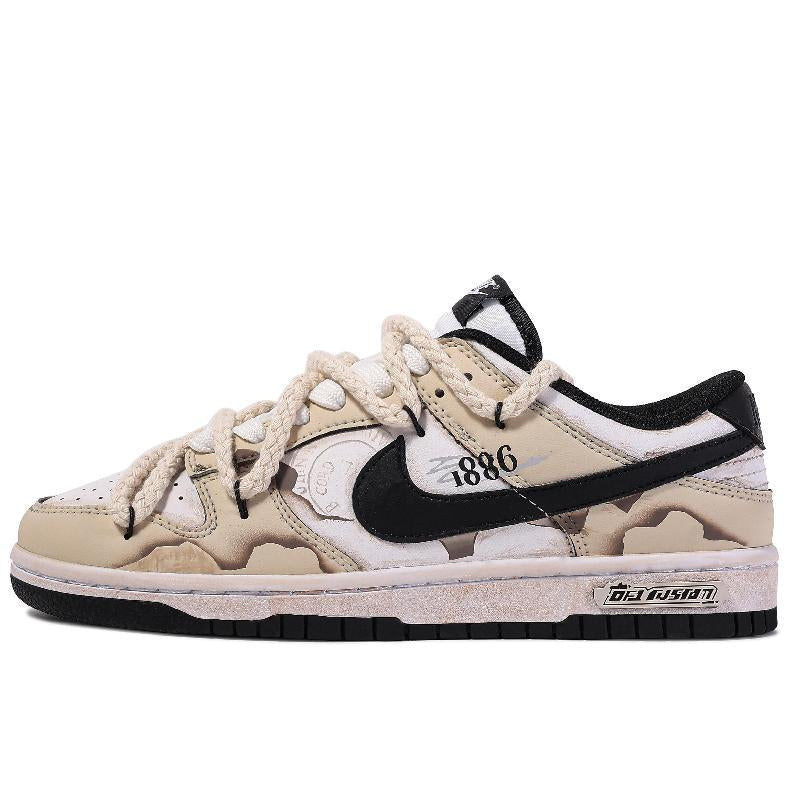 Custom The Greater Times Dunk Brown/White – hand-painted custom sneakers | DiySneakers