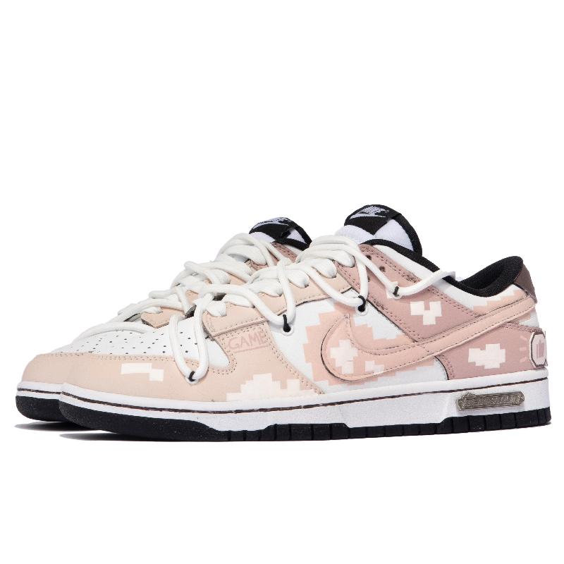 Custom Pink Pixel Dunk Black/pink/white – hand-painted custom sneakers | DiySneakers