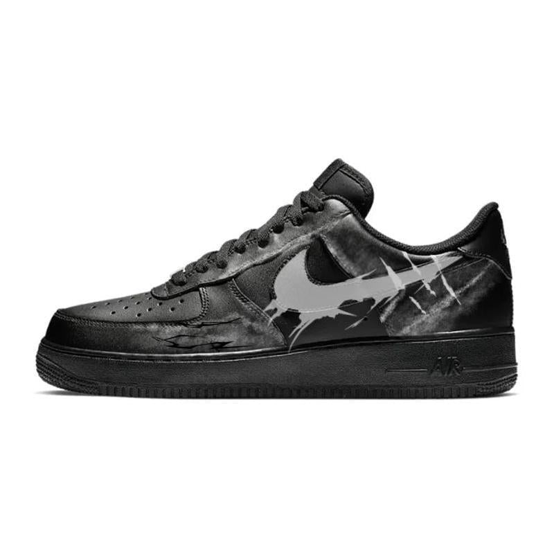 Custom Aged lightning Air Force 1 White/black – hand-painted custom sneakers | DiySneakers