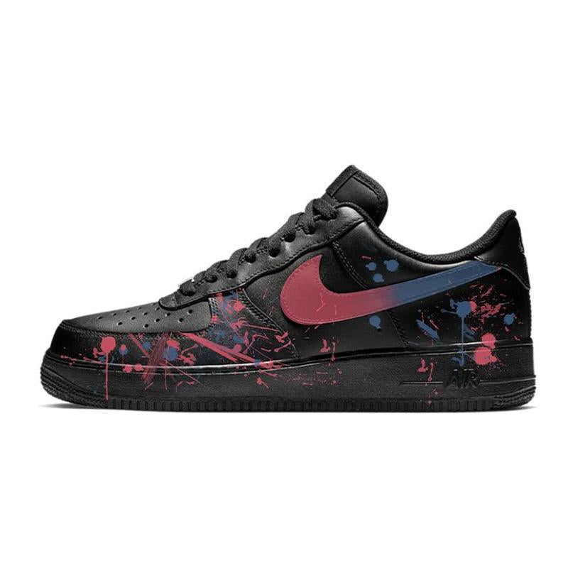 Custom Splashed ink in blue and pink Air Force 1 Black/pink – hand-painted custom sneakers | DiySneakers