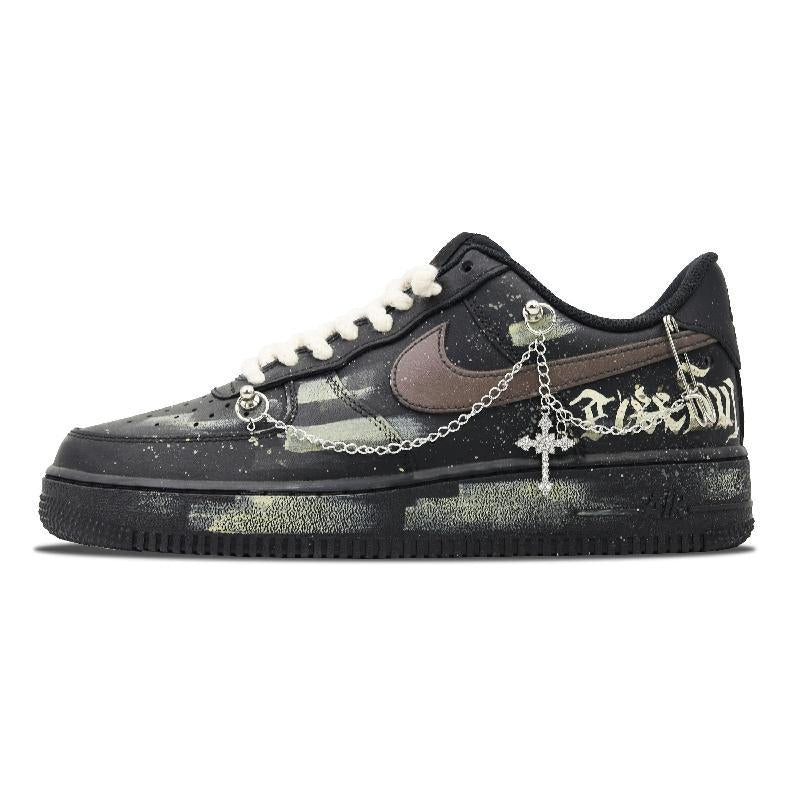 Custom A male rock band that kills five times Air Force 1 Black/white/grey/brown – hand-painted custom sneakers | DiySneakers