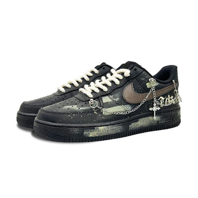 Custom A male rock band that kills five times Air Force 1 Black/white/grey/brown – custom sneakers view 2 | DiySneakers
