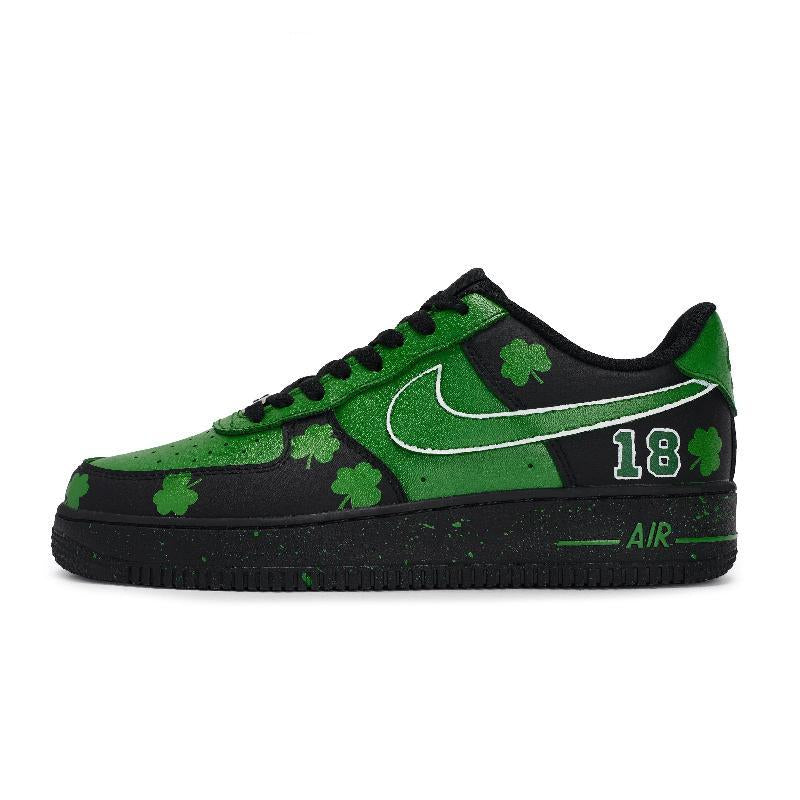 Custom The Celtics' home court with the same style for both and Air Force 1 Green – hand-painted custom sneakers | DiySnea…