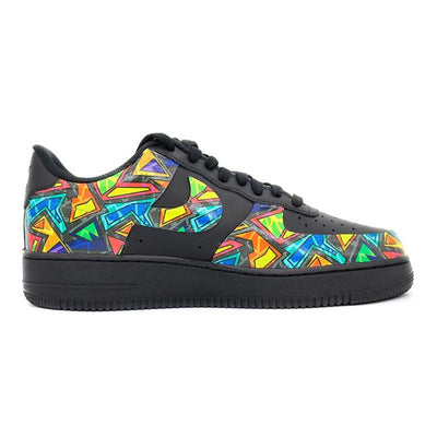 Custom geometric graffiti Air Force 1 Black/Blue – custom sneakers view 2 | DiySneakers