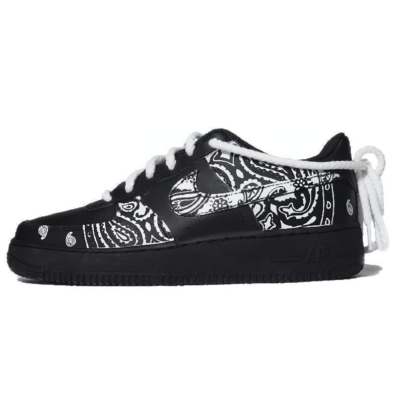 Black and white paisley custom sneakers for men