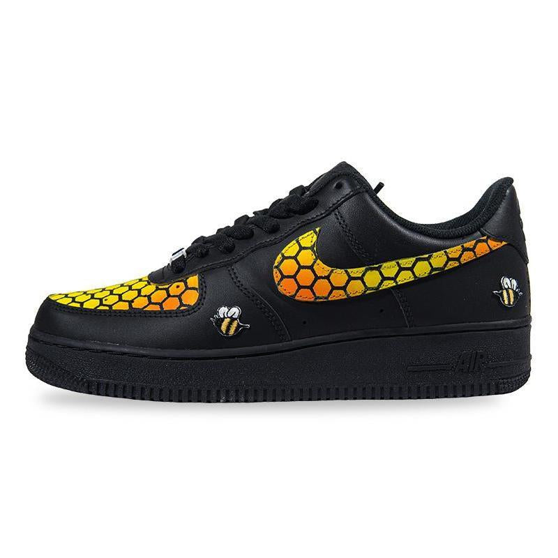 Black and yellow honeycomb-bee custom sneakers for men
